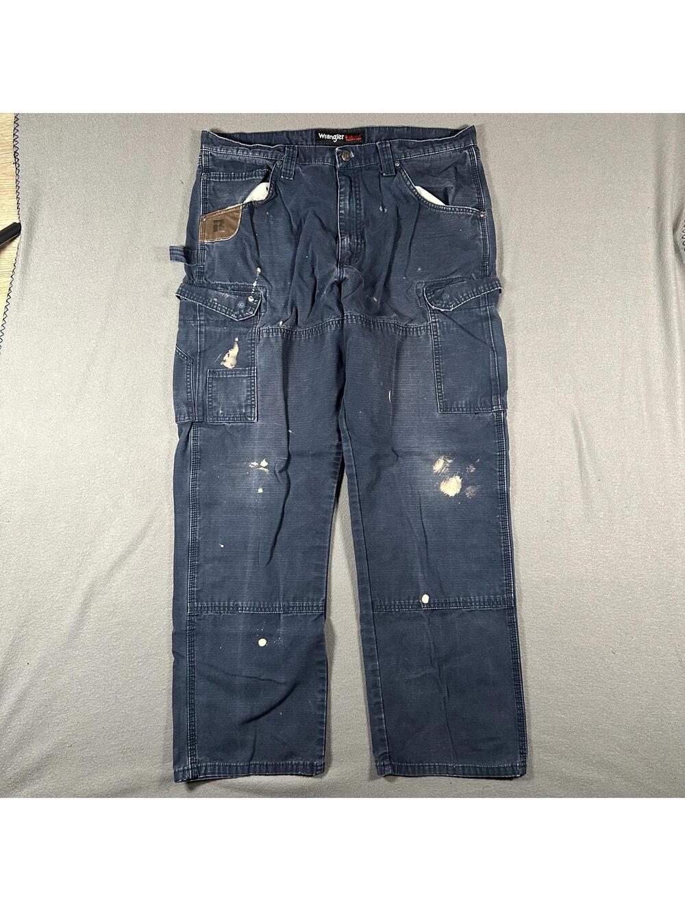 Vintage Wrangler Men Cargo Pants 38 faded navy thrashed